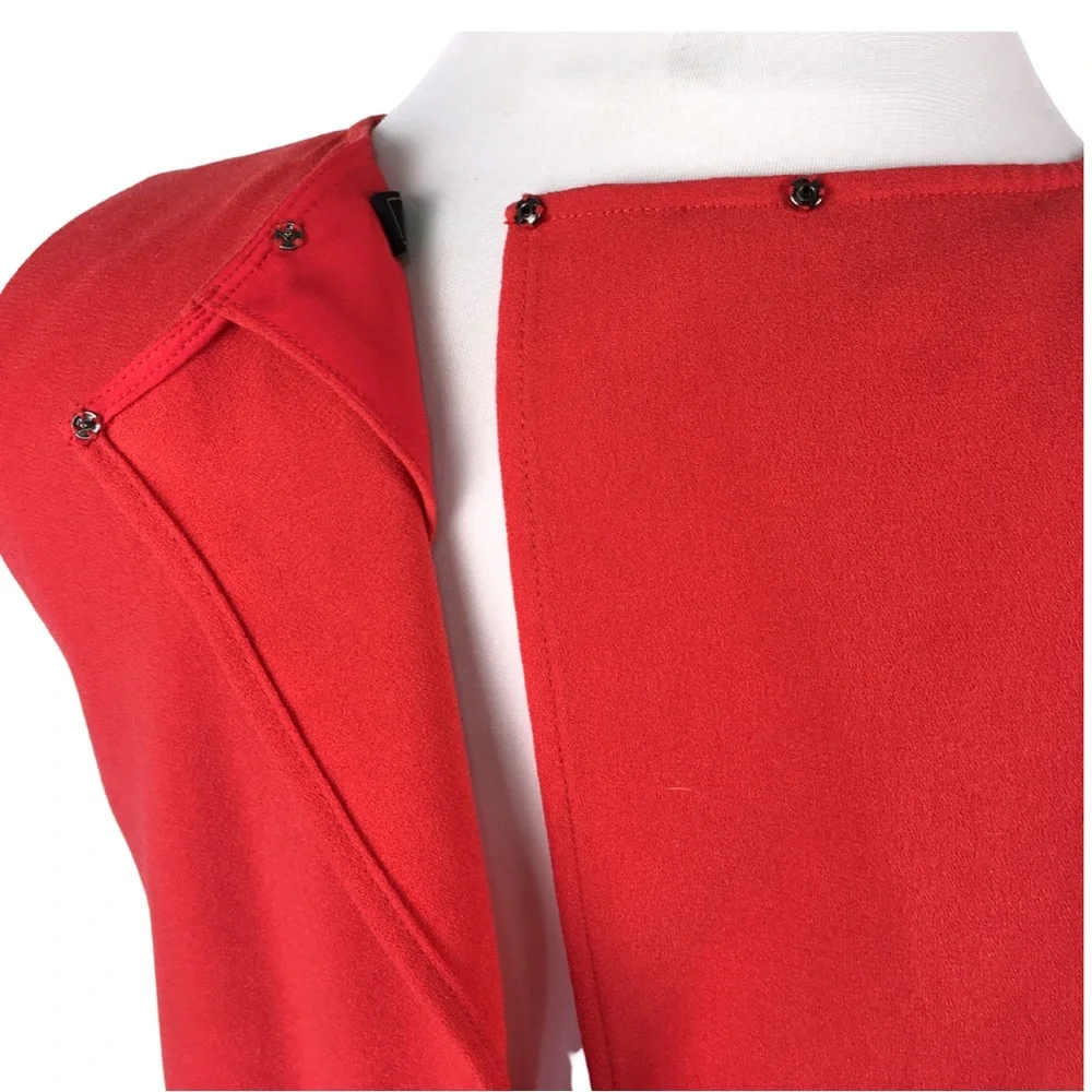 BCBGMaxAzria Mode Orange Coral Mod Tiered Open Back Retro Swing Dress size 6 - Picture 9 of 14